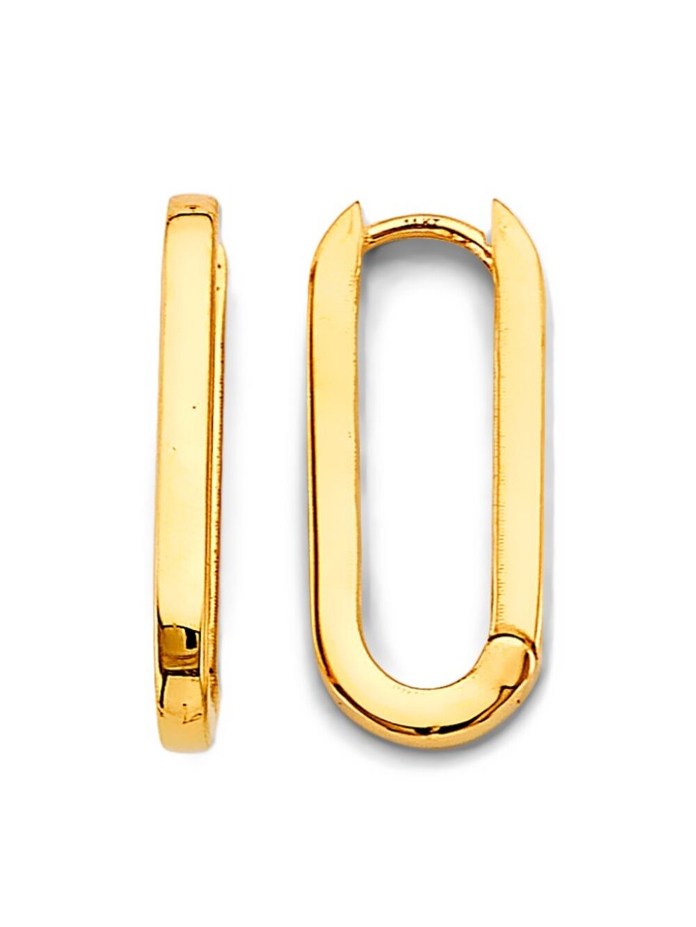 14KT Gold Shinny Paperclip Huggies Earrings 25mm